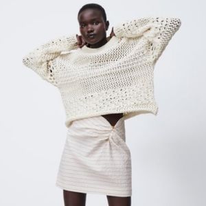 Zara NWT Textured Knit Sweater Cream Ecru White Chunky Small
